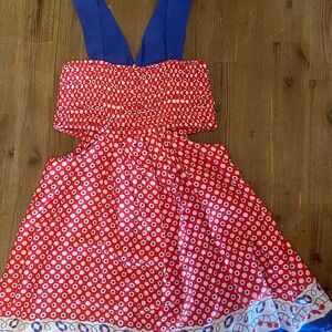 NWT Anthropologie Red and Blue Polka Dot Dress